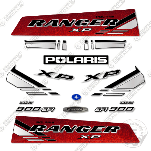 Fits Polaris Ranger 900 EFI XP Decal Kit UTV - Metallic Red 900, 900 xp, 900efi, 900xp, decal kit, efi, excavator