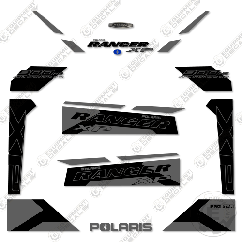 Fits Polaris Ranger 900 XP HO Decal Kit - 2015 White Lightning Gunmetal Grey 900, 900 xp, 900efi, decal kit, efi, excavator, high, high output, output