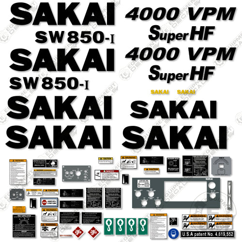 Fits Sakai SW850-I Decal Kit Roller 850-i, 850i, decal kit, sw850, sw850-i, sw850i