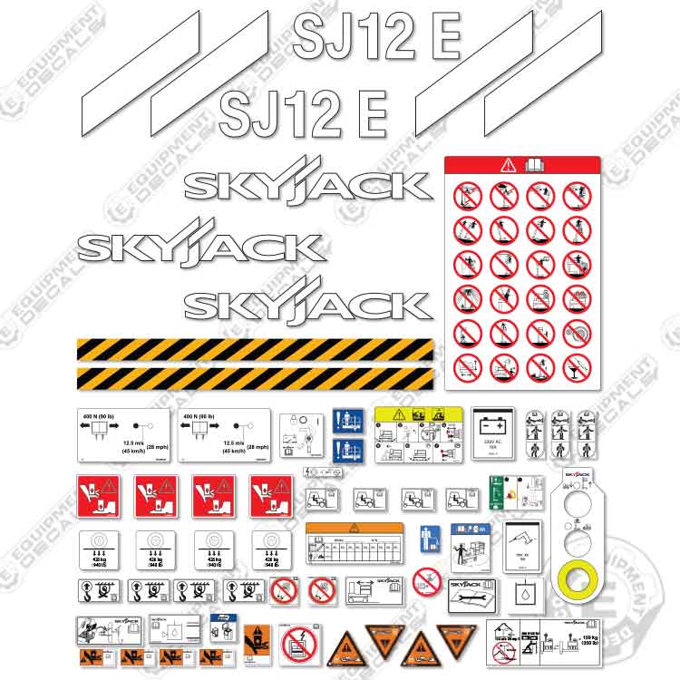 Fits SkyJack SJ12E Decal Kit Mast Lift  12, 12e, sj12, sj12e, sky-jack, skyjack