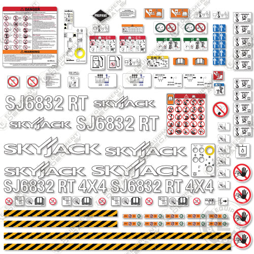 Fits SkyJack SJ6832RT Decal Kit Scissor Lift 6832, 6832rt, sj6832, sj6832rt, sky-jack, skyjack