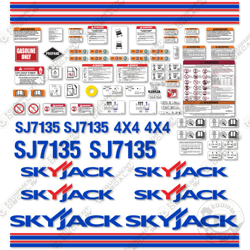 Fits SkyJack SJ7135 Decal Kit Scissor Lift 7135, 7135RT, sj7135