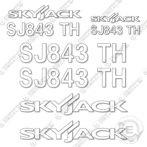 Fits SkyJack SJ843TH Decal Kit Telehandler (White Cut ONLY) 843, 843th, sj, sj843, sj843th, sky-jack, skyjack, th