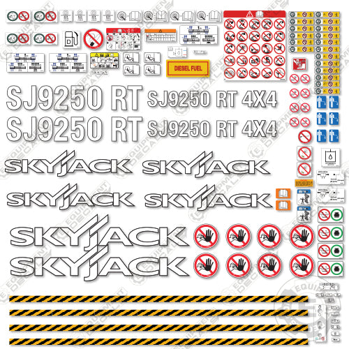 Fits SkyJack SJ9250RT Decal Kit Scissor Lift 9250, 9250rt, sj9250, sky-jack, skyjack