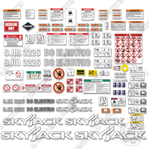 Fits SkyJack SJLLL3226 DC ELECTRIC Decal Kit Scissor Lift 3226, dc, dc electric, electric, lll3226, sj3226, sjlll, sky-jack, skyjack