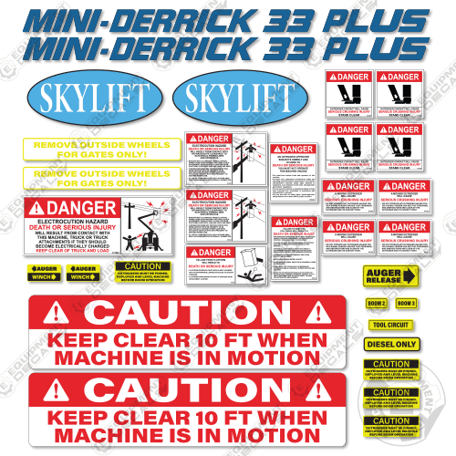 Fits Skylift Mini Derrick 33 Plus Decal Kit Digger Derrick decal kit, mini-derrick