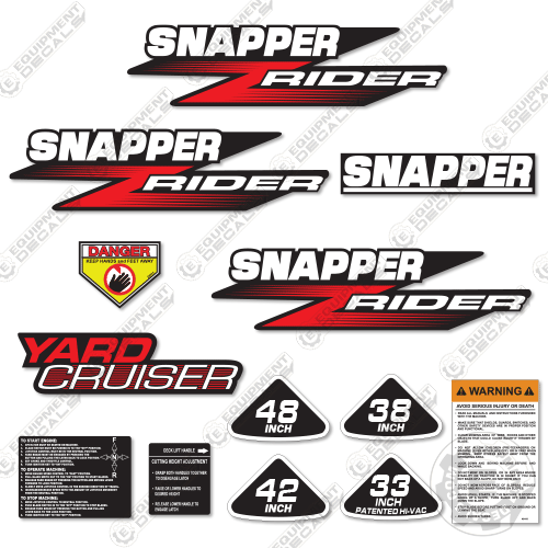 Fits Snapper Rider Yard Cruiser Decal Kit Riding Mower decal kit