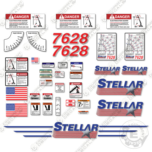 Fits Stellar 7628 Decal Kit Crane Truck (P/N 54970) crane, decal kit, stellar