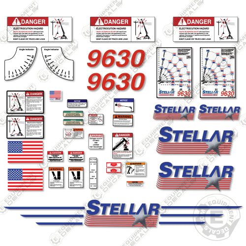 Fits Stellar 9630 Decal Kit Crane Truck P/N 71860 crane, decal kit, stellar