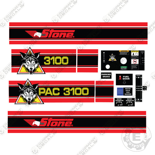 Fits Stone Wolfpac 3100 Vibratory Roller Full Decal Kit decal kit