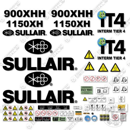 Fits Sullair 900XHH 1150XH Tier 4 Decal Kit Air Compressor 1150, 1150x, 1150xh, 900, 900x, 900xh, decal kit, sollair, t4, tier 4, tier4, tir 4