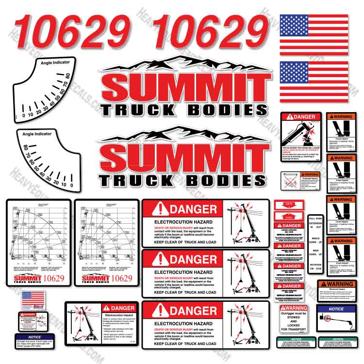 Fits Summit 10629 Decal Kit Crane Truck 10629, crane, decal kit, summit