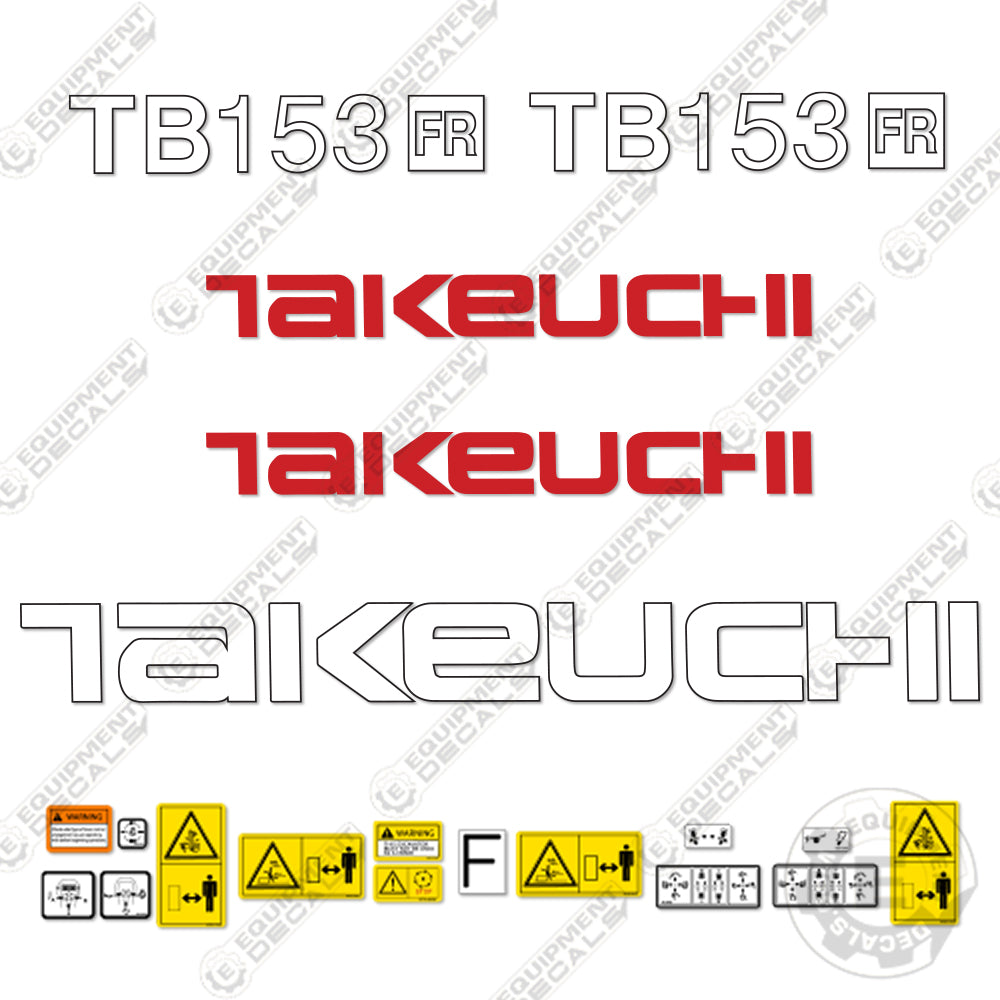 Fits Takeuchi TB153FR Decal Kit Mini Excavator 153, 153fr, decal kit, tb153, tb153fr