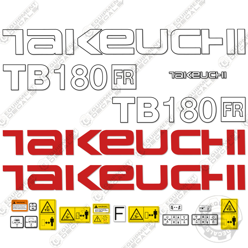 Fits Takeuchi TB180FR Decal Kit Mini Excavator 180, 180-fr, 180fr, decal kit, full, fullrotation, rotation, tb-180, tb-180-fr, tb180