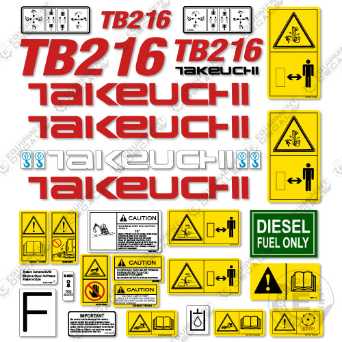 Fits Takeuchi TB216 Decal Kit Mini Excavator 216, decal kit, tb 216, tb216