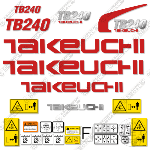 Fits Takeuchi TB 240 Mini Excavator Decals (Indoor Cab) 240, decal kit, tb 240, tb240