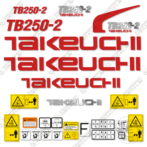 Fits Takeuchi TB250-2 Decal Kit Mini Excavator 235, 235-2, decal kit, tb235, tb235-2