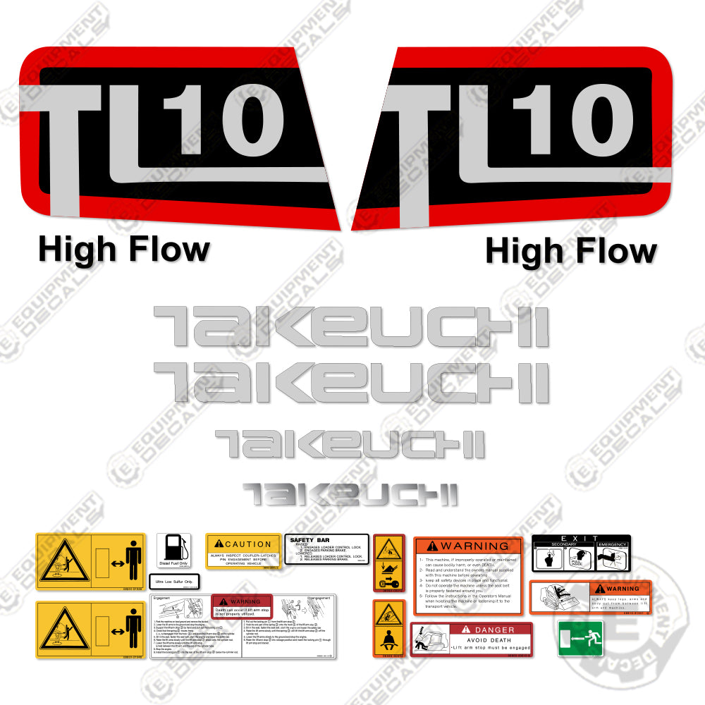 Fits Takeuchi TL10 Decal Kit Skid Steer Loader decal kit