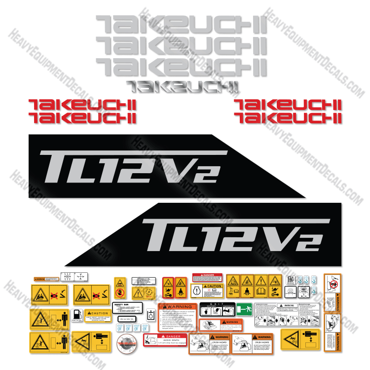 Fits Takeuchi TL12V2 Decal Kit Skid Steer Loader 12, 12v2, decal kit, tl12, tl12v2, v2