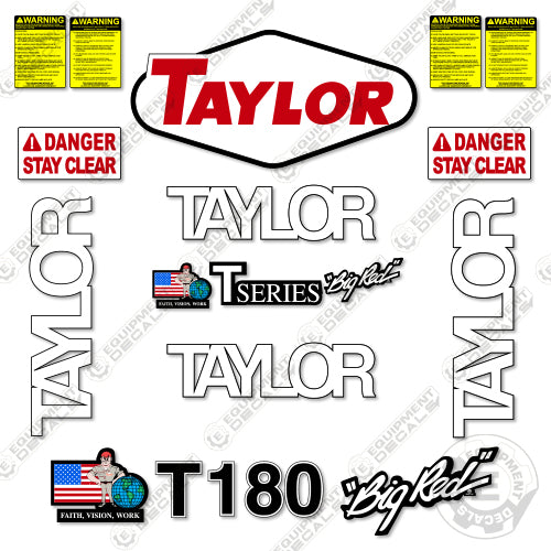 Fits Taylor T180 Decal kit Forklift 180, big, bigred, red, t-180, t180, tx