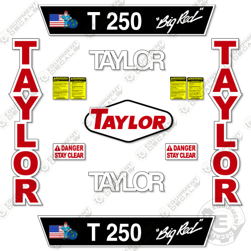 Fits Taylor T250 Decal kit Forklift 250, big, bigred, red, t-250, t250