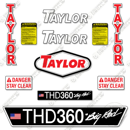 Fits Taylor THD360 Decal kit Forklift 360, big, bigred, red, thd, thd-360, thd360
