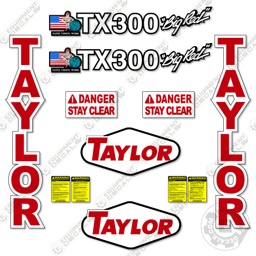 Fits Taylor TX300 Decal kit Forklift big, bigred, red, tx, tx 300, tx300