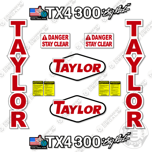 Fits Taylor TX4300 Decal kit Forklift 4300, big, bigred, red, tx 300, tx300, tx4300