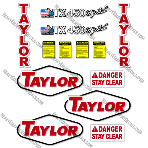 Fits Taylor TX450 Decal kit Forklift big, bigred, red, tx, tx 450, tx450