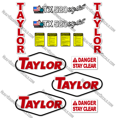 Fits Taylor TX520 Decal kit Forklift big, bigred, red, tx, tx 520, tx520