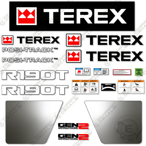 Fits Terex R190T Decal Kit Skid Steer (Gen 2) 190, decal kit, g2, r 190 t