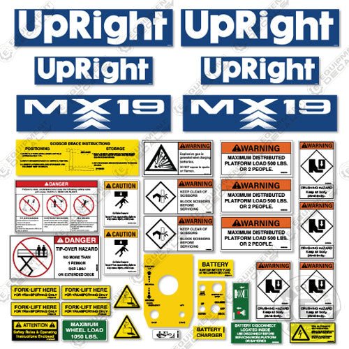 Fits Upright MX19 Decal Kit Scissor Lift 19, mx19