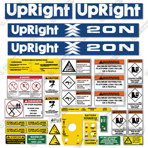 Fits Upright X20N Decal Kit Scissor Lift 20, 20n, x, x20, x20n