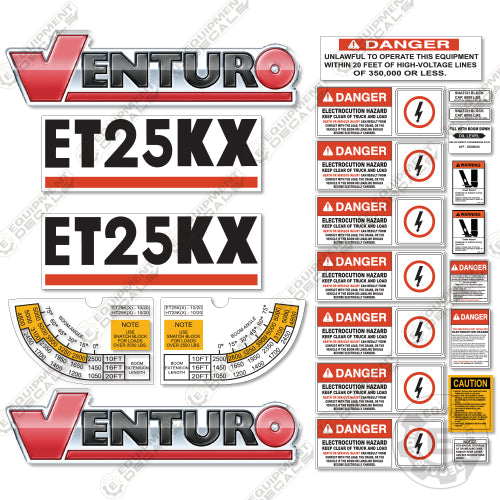 Fits Venturo ET25KX Decal Kit for Crane Truck 25, 25k, 25kx, decal kit, et25, et25k, et25kx