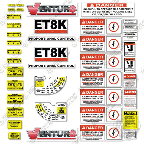 Fits Venturo ET8K Decal Kit for Crane Truck 8, 8kx, decal kit, et8, et8kx