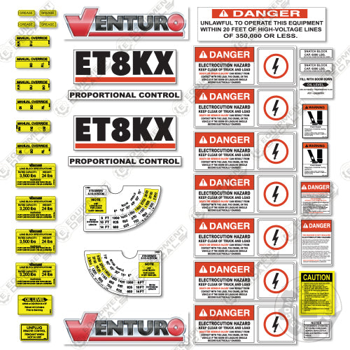 Fits Venturo ET8KX Decal Kit for Crane Truck 8, 8kx, decal kit, et8, et8kx