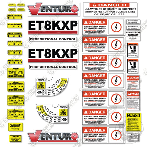 Fits Venturo ET8KXP Decal Kit for Crane Truck 8, 8kx, 8kxp, decal kit, et8, et8kx, et8kxp, kxp