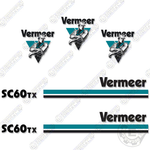 Fits Vermeer SC60TX Stump Grinder Decal Kit (Straight Stripes) decal kit, sc60tx