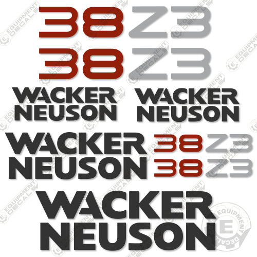 Fits Wacker Neuson 38Z3 Decal Kit Mini Excavator 38, 38z, 38z3, decal kit