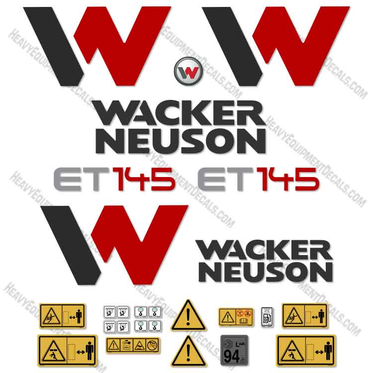Fits Wacker Neuson ET145 Decal Kit Mini Excavator 145, decal kit, et145
