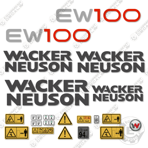 Fits Wacker Neuson EW100 Decal Kit Excavator (2014 - 2020) 100, decal kit, ew100