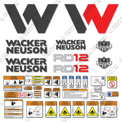 Fits Wacker Neuson RD12 Decal Kit Roller - 2020+ 12, decal kit, rd, rd-12, rd12, sw