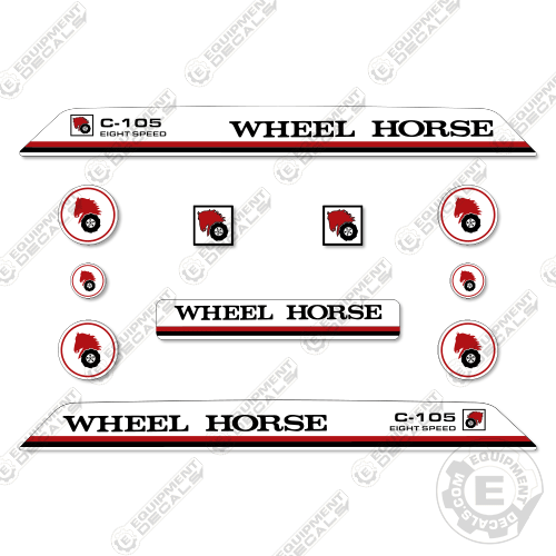 Fits Wheel Horse C-105 Decal Kit Riding Mower 105, c-105, c105, decal kit