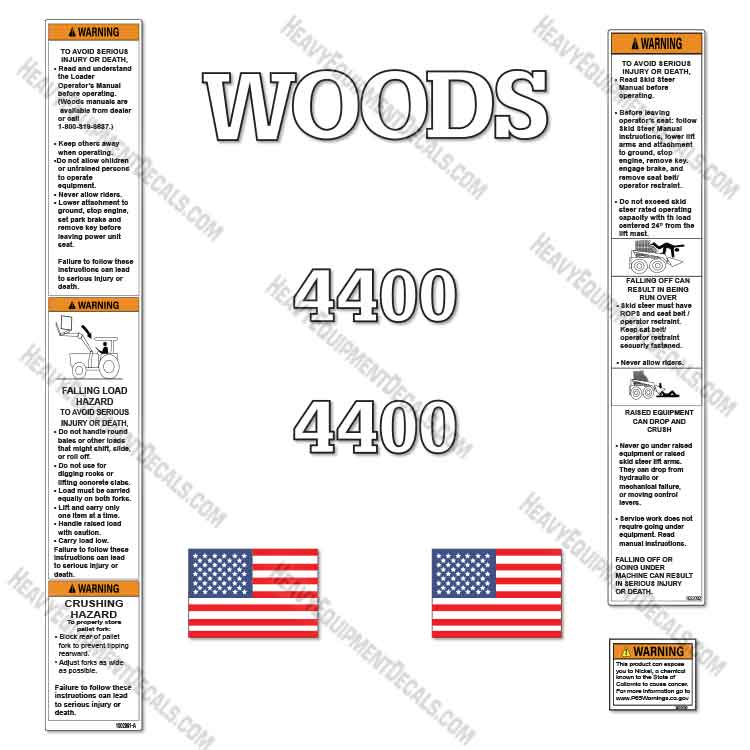 Fits Woods 4400 Decal Kit Pallet Fork 4400, decal kit