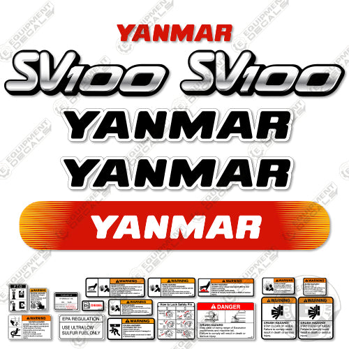 Fits Yanmar SV100 Decal Kit Mini Excavator 100, decal kit, sv, sv100