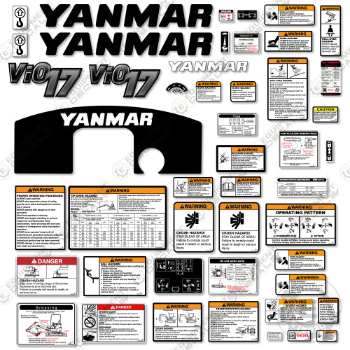 Fits Yanmar Vio 17-6 Decal Kit Mini Excavator 17, 17-6, decal kit, vio