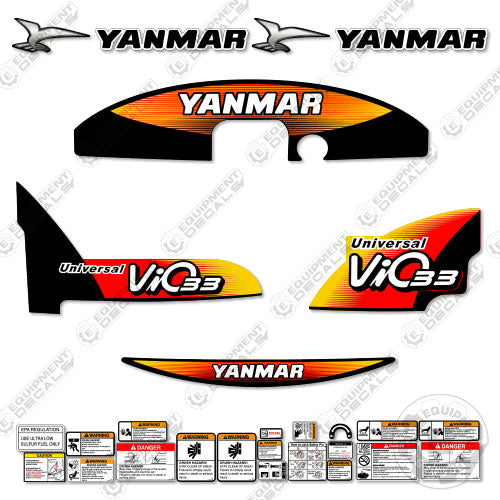 Fits Yanmar Vio 33-5 Decal Kit Mini Excavator Universal 33, 33 universal, 33-5, decal kit, vio