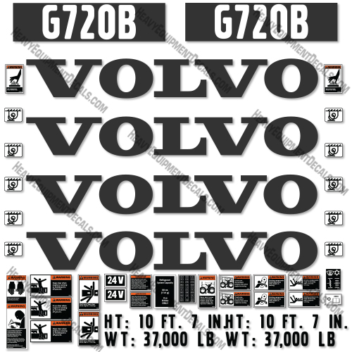 Volvo G720B Motor Grader - Scraper Decal Kit 