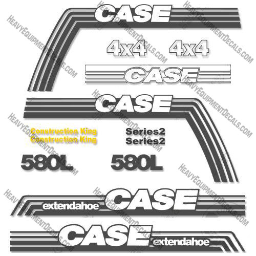 Case 580L (Series 2) Extendahoe Backhoe Decal Kit series 2, 580, l, extend, hoe