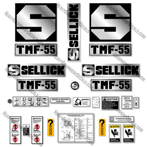 Sellick TMF-55 Forklift Decal Kit with Warning Labels tmf, 55, fork, lift